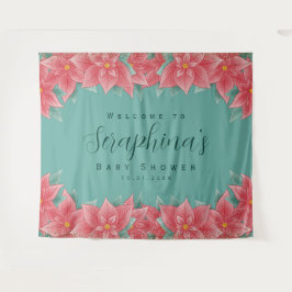 Weihnachtsdusche Poinsettia Hintergrund Wandteppich