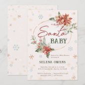 Weihnachtsdusche Poinsettia Red Gold Gold Einladung (Vorne/Hinten)