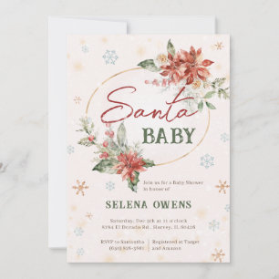 Weihnachtsdusche Poinsettia Red Gold Gold Einladung