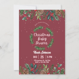 Weihnachtsdusche Rot und Grün Einladung