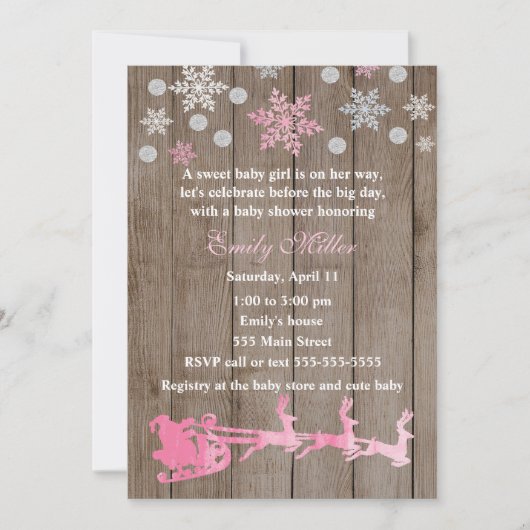 Weihnachtsdusche Rustikale Einladung (Vorderseite)