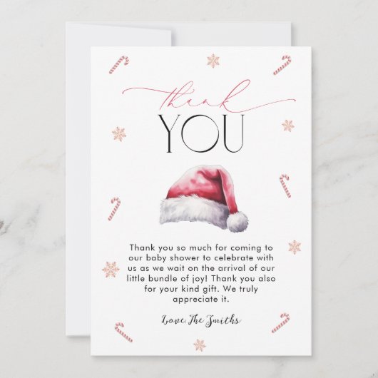 Weihnachtsdusche Trendy Minimal Dankeskarte (Vorderseite)