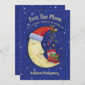 Weihnachtsdusche über dem Mond Einladung (Vorne/Hinten)