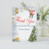 Weihnachtsdusche Vielen Dank Dankeskarte (Stehend Vorderseite)