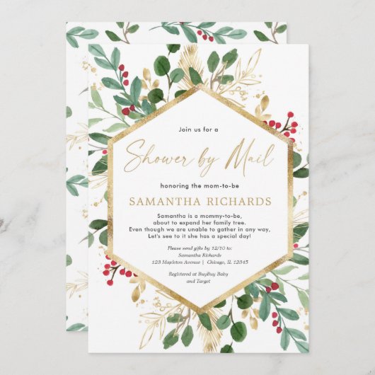 Weihnachtsdusche von Mail mit eleganter Wasserfarb Einladung (Vorne/Hinten)