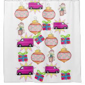 Weihnachtsdusche Vorhang rosa Auto (Vorderseite)