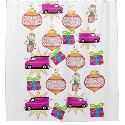 Weihnachtsdusche Vorhang rosa Auto (Vorderseite)