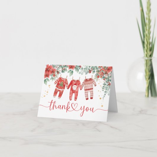 Weihnachtsdusche Weihnachten geklappt Dankeschön K Dankeskarte (Vorderseite)