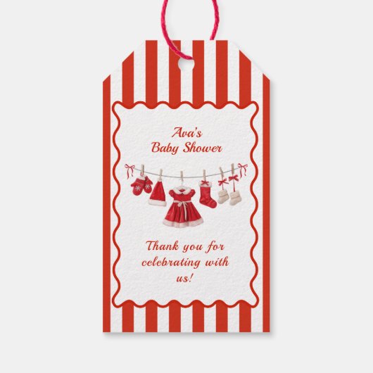 Weihnachtsdusche | Weihnachtskleidung rot/weiß Geschenkanhänger (Rückseite)