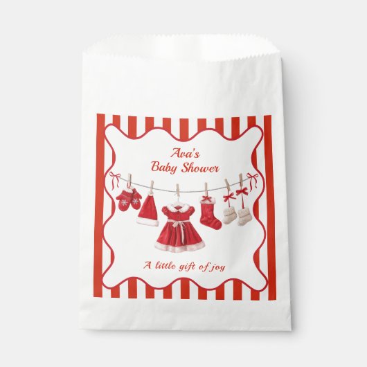 Weihnachtsdusche | Weihnachtskleidung rot/weiß Geschenktütchen (Vorderseite)