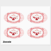 Weihnachtsdusche | Weihnachtskleidung rot/weiß Ovaler Aufkleber (Blatt)