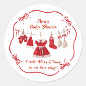 Weihnachtsdusche | Weihnachtskleidung rot/weiß Runder Aufkleber (Vorderseite)