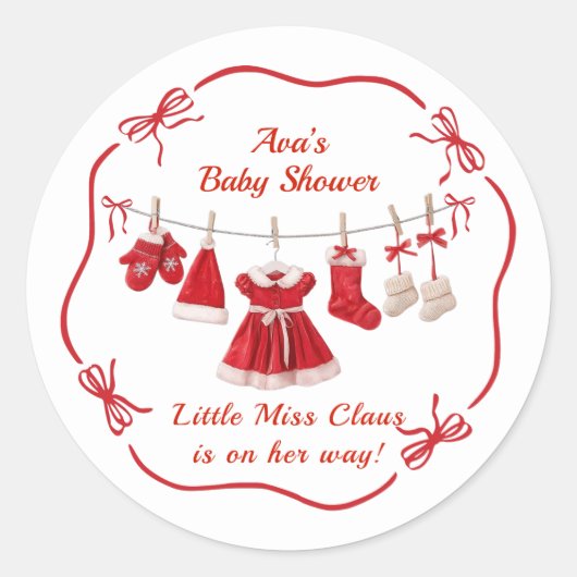 Weihnachtsdusche | Weihnachtskleidung rot/weiß Runder Aufkleber (Vorderseite)