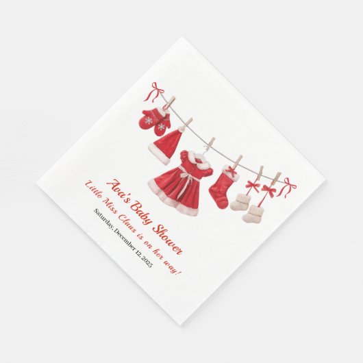 Weihnachtsdusche | Weihnachtskleidung rot/weiß Serviette (Ecke)