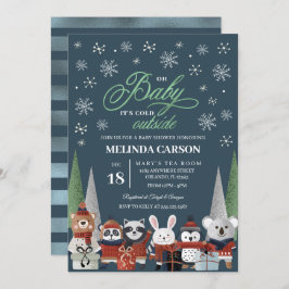 Weihnachtsdusche Woodland Einladung