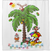 Weihnachtsduschevorhang, Weihnachtsmann Strandbumm Duschvorhang (Vorderseite)