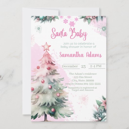 Weihnachtsduschmädchen Einladung (Vorderseite)