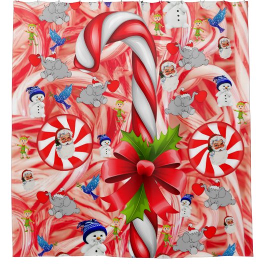 Weihnachtsduschvorhang, Candy Cane Duschvorhang (Vorderseite)