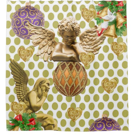 Weihnachtsduschvorhang, Engel Duschvorhang (Vorderseite)