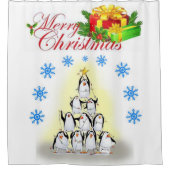 Weihnachtsduschvorhang, Frohe Weihnachtspenguin Duschvorhang (Vorderseite)