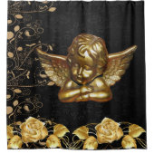 Weihnachtsduschvorhang, Goldener Engel Duschvorhang (Vorderseite)