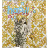 Weihnachtsduschvorhang, Happy Holidays Engel Duschvorhang (Vorderseite)