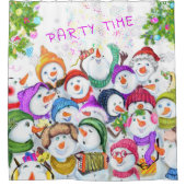 Weihnachtsduschvorhang mit Happy Snowmans Party Duschvorhang (Vorderseite)