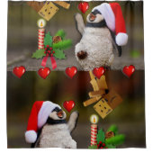 Weihnachtsduschvorhang, Pinguin Duschvorhang (Vorderseite)