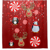 Weihnachtsduschvorhang, Pinguin Duschvorhang (Vorderseite)