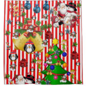 Weihnachtsduschvorhang, Pinguinstreifen Duschvorhang (Vorderseite)