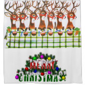 Weihnachtsduschvorhang, Rentier Duschvorhang (Vorderseite)