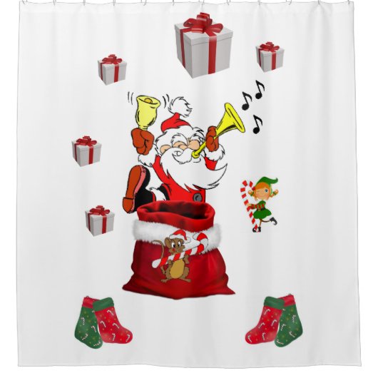 Weihnachtsduschvorhang, Santa Duschvorhang (Vorderseite)