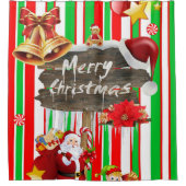 Weihnachtsduschvorhang, Santa Stripe Duschvorhang (Vorderseite)