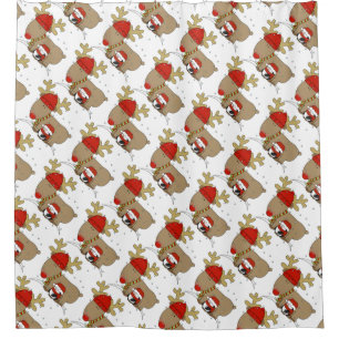 Weihnachtsduschvorhang/Santa und Rudolph Duschvorhang