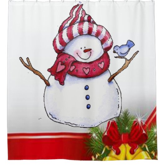 Weihnachtsduschvorhang, Schneemann Duschvorhang (Vorderseite)