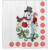 Weihnachtsduschvorhang, Schneemann, Peppermint Duschvorhang (Vorderseite)