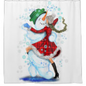 Weihnachtsduschvorhang Snowman und Girl Dancers Duschvorhang (Vorderseite)