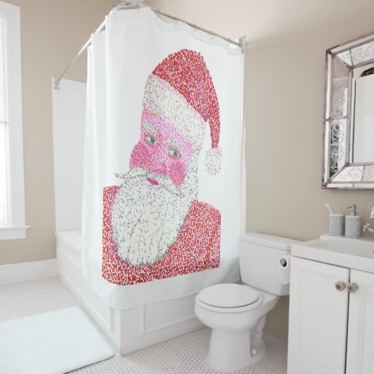 Weihnachtsduschvorhänge vom Santa Head Pointillism Duschvorhang (Beispiel)