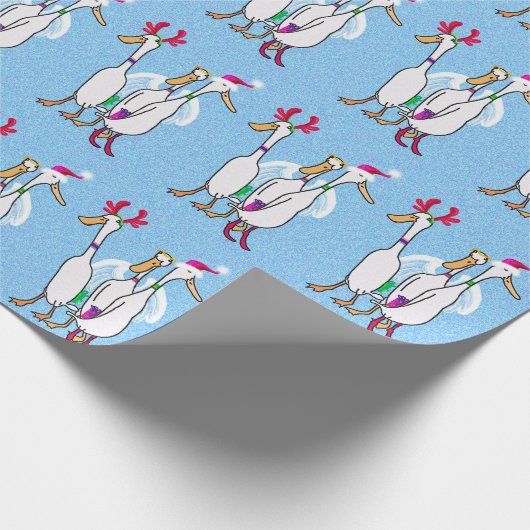 Weihnachtsduten in Party Kostümen mit Geschenken Geschenkpapier (Ecke)