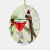 Weihnachtseichhörnchen an der glücklichen Stunde Keramik Ornament (Rechts)