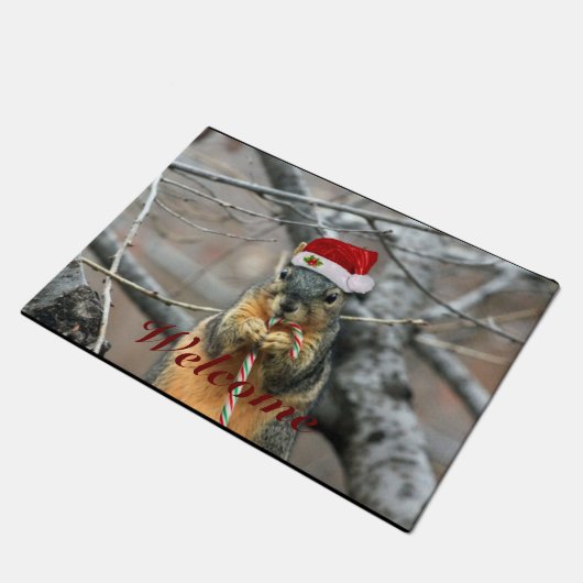 Weihnachtseichhörnchen Fußmatte (Schrägansicht)