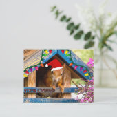 Weihnachtseichhörnchen in Haus Postkarte (Stehend Vorderseite)