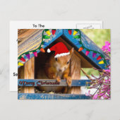 Weihnachtseichhörnchen in Haus Postkarte (Vorne/Hinten)