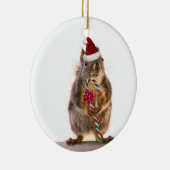 Weihnachtseichhörnchen mit Zuckerstange Keramik Ornament (Rechts)