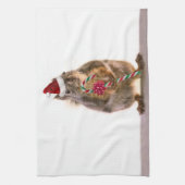 Weihnachtseichhörnchen mit Zuckerstange Küchentuch (Vertikal)