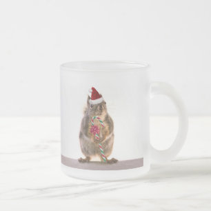 Weihnachtseichhörnchen mit Zuckerstange Mattglastasse