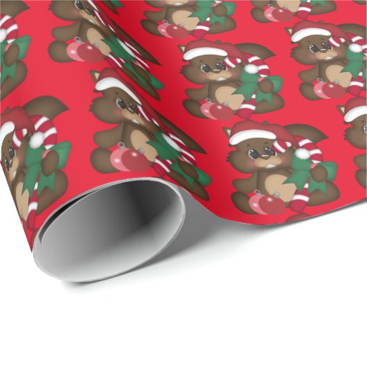 Weihnachtseichhörnchen Packpapier (Rolleneckpunkt)