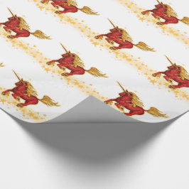 WeihnachtsEinhorn (Gold-rot) Geschenkpapier