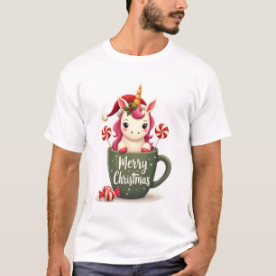 Weihnachtseinhorn im Weihnachtsbecher C T-Shirt