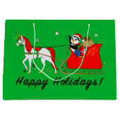 WeihnachtsEinhorn mit Pinguin und Pferdeschlitten Große Geschenktüte (Vorderseite)